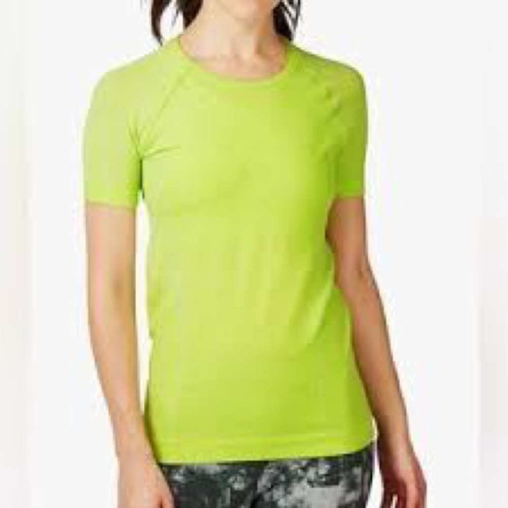 SWEATY BETTY Lime Punch Green Short Sleeve Tee Shirt Size Large Preowned